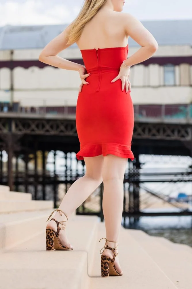 Red, dress, Blackpool escort